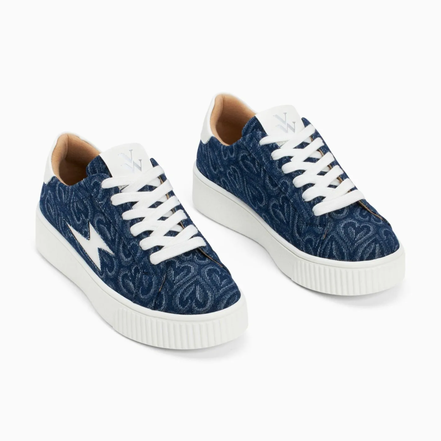 Vanessa Wu Baskets Eclair Enola Denim Coeur A Lacets Outlet