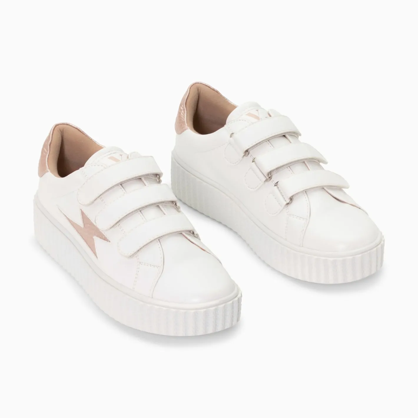 Vanessa Wu Baskets Eclair Eva Blanc Et Rose Gold Serpent A Scratchs