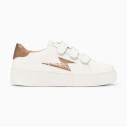 Vanessa Wu Baskets Eclair Eva Blanc Et Bronze Serpent A Scratchs Discount