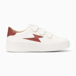 Vanessa Wu Baskets Eclair Eva Blanc Et Bordeaux Serpent A Scratchs Sale