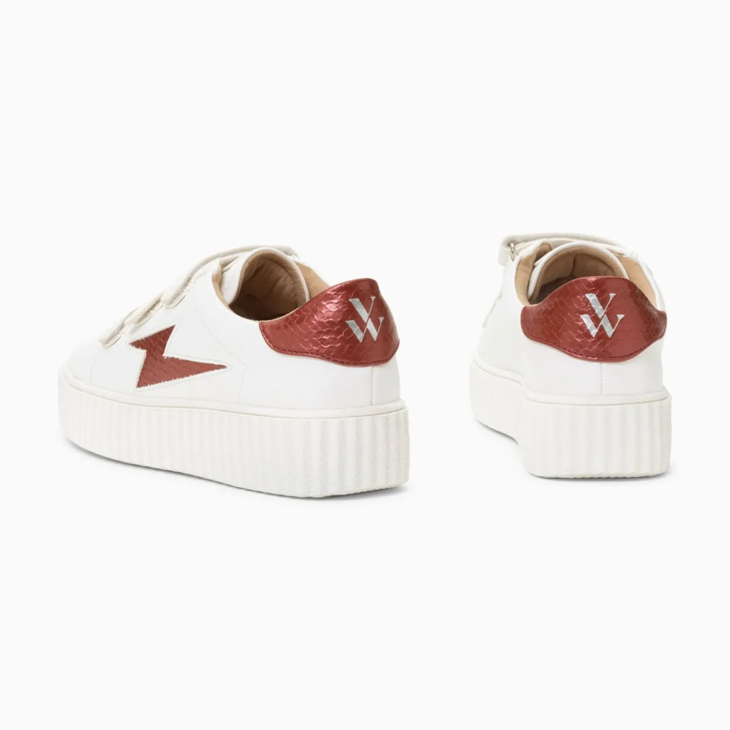 Vanessa Wu Baskets Eclair Eva Blanc Et Bordeaux Serpent A Scratchs Sale