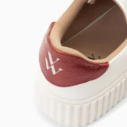 Vanessa Wu Baskets Eclair Eva Blanc Et Bordeaux Serpent A Scratchs Sale