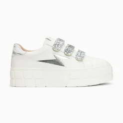 Vanessa Wu Baskets Eclair Eve Blanc Et Argent A Plateforme Discount