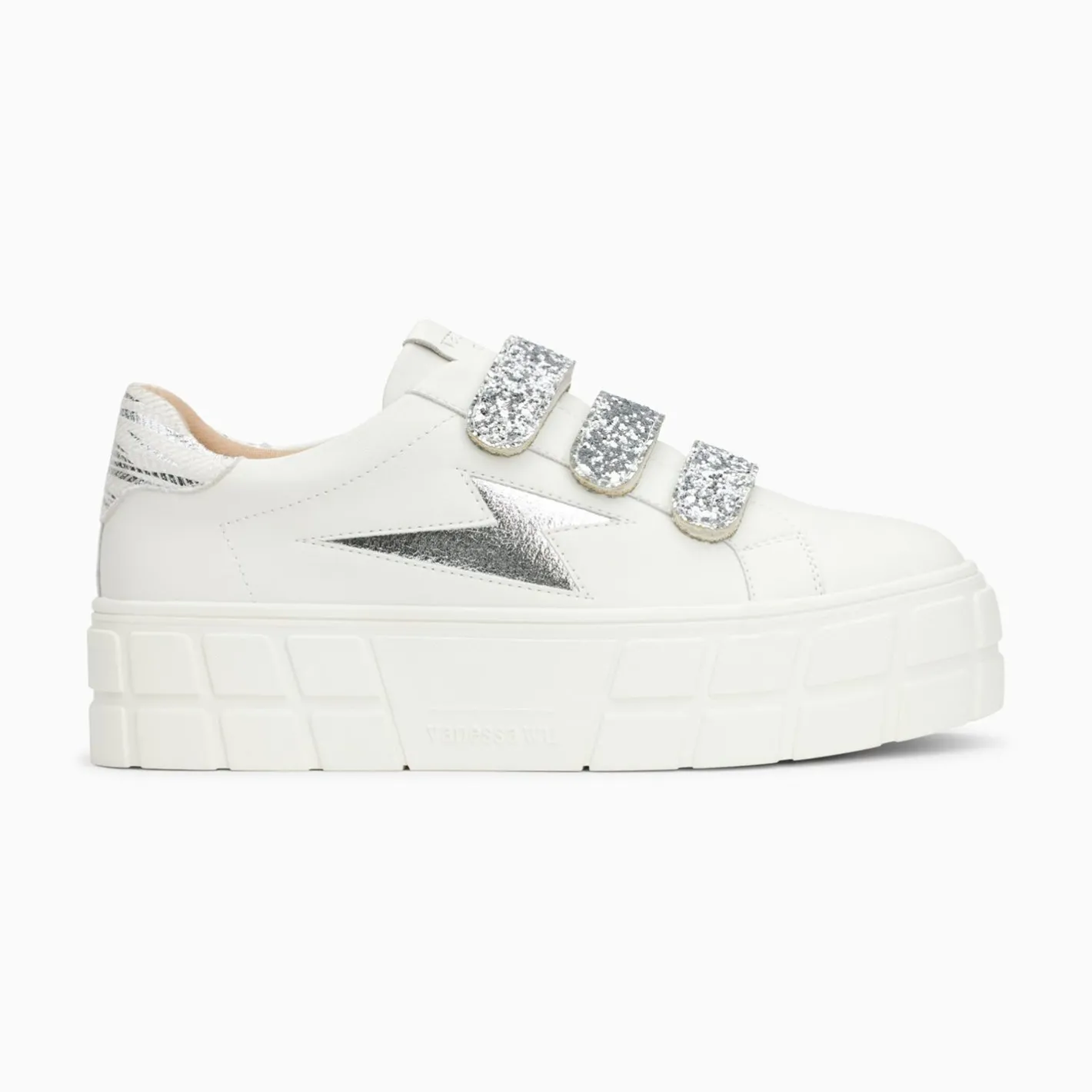 Vanessa Wu Baskets Eclair Eve Blanc Et Argent A Plateforme Discount