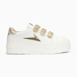 Vanessa Wu Baskets Eclair Eve Blanc Et Or A Plateforme Online