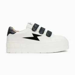 Vanessa Wu Baskets Eclair Eve Blanc Et Noir A Plateforme