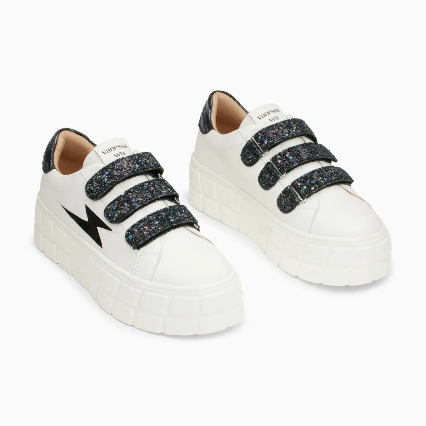 Vanessa Wu Baskets Eclair Eve Blanc Et Noir A Plateforme