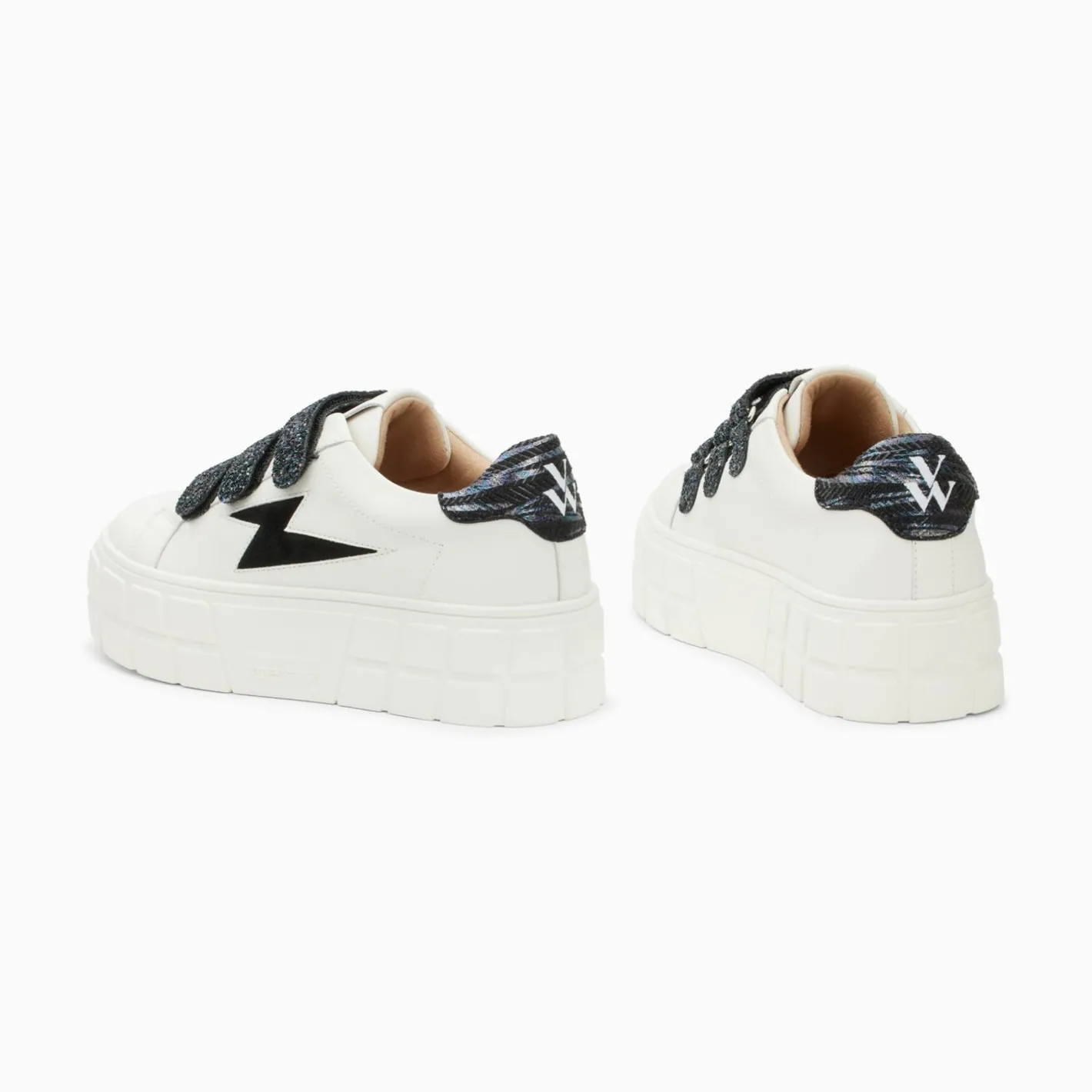 Vanessa Wu Baskets Eclair Eve Blanc Et Noir A Plateforme