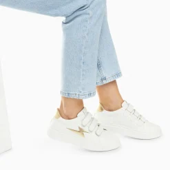 Vanessa Wu Baskets Eclair Fanny Blanc Et Or A Scratchs New