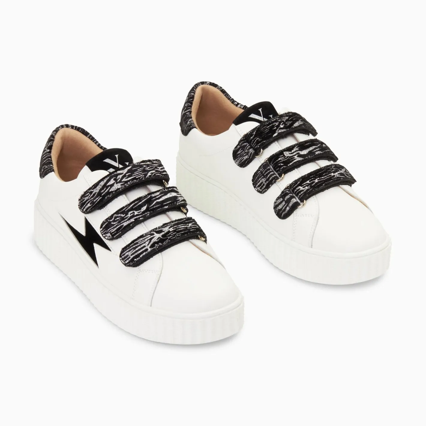 Vanessa Wu Baskets Eclair Ingrid Blanc Et Noir Zebre A Scratchs Hot