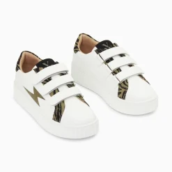 Vanessa Wu Baskets Eclair Ingrid Blanc Et Kaki Imprime Zebre A Scratchs Clearance