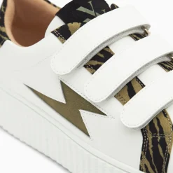 Vanessa Wu Baskets Eclair Ingrid Blanc Et Kaki Imprime Zebre A Scratchs Clearance