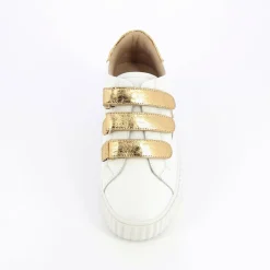 Vanessa Wu Baskets Eclair Jane Blanches En Cuir A Scratchs Or Best