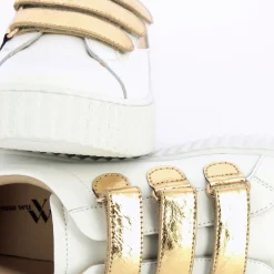 Vanessa Wu Baskets Eclair Jane Blanches En Cuir A Scratchs Or Best