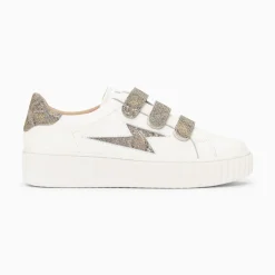 Vanessa Wu Baskets Eclair Jane Blanches En Cuir A Scratchs Anthracite Sale