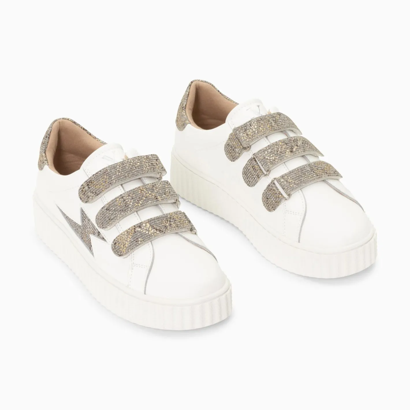 Vanessa Wu Baskets Eclair Jane Blanches En Cuir A Scratchs Anthracite Sale