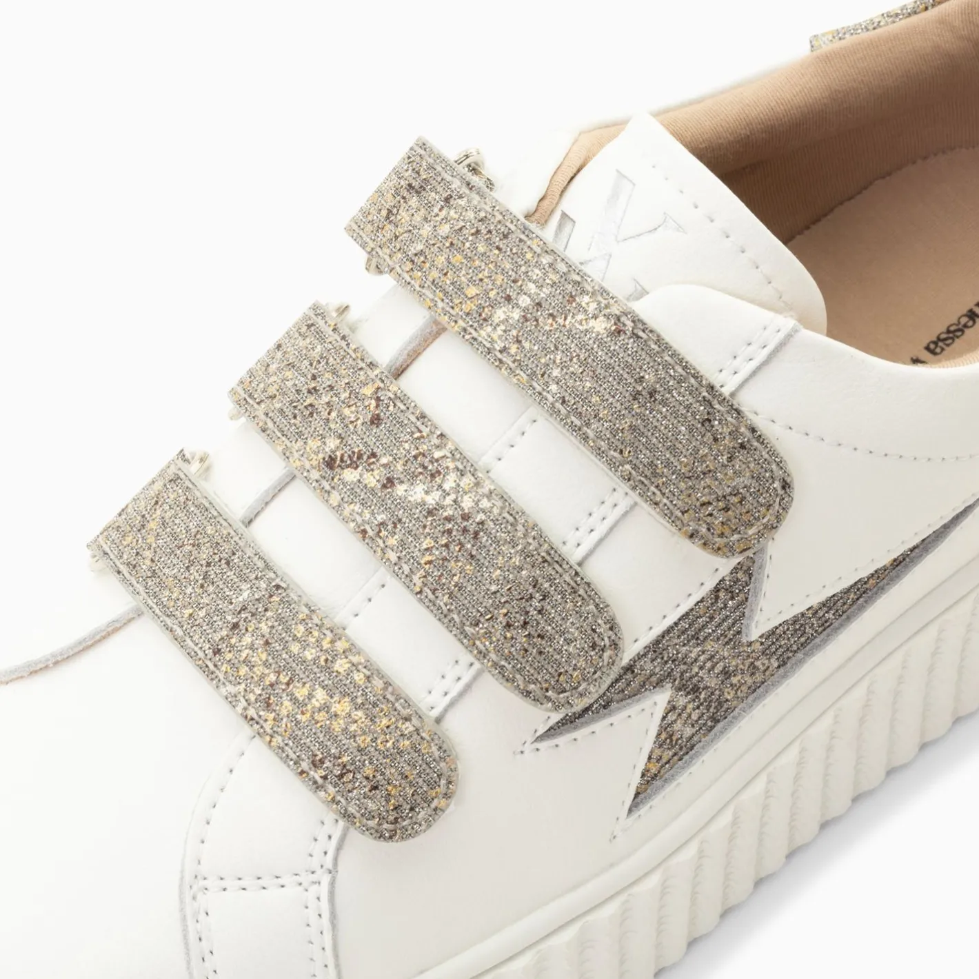 Vanessa Wu Baskets Eclair Jane Blanches En Cuir A Scratchs Anthracite Sale