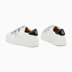 Vanessa Wu Baskets Eclair Jane Blanches En Cuir A Scratchs Argent Sale