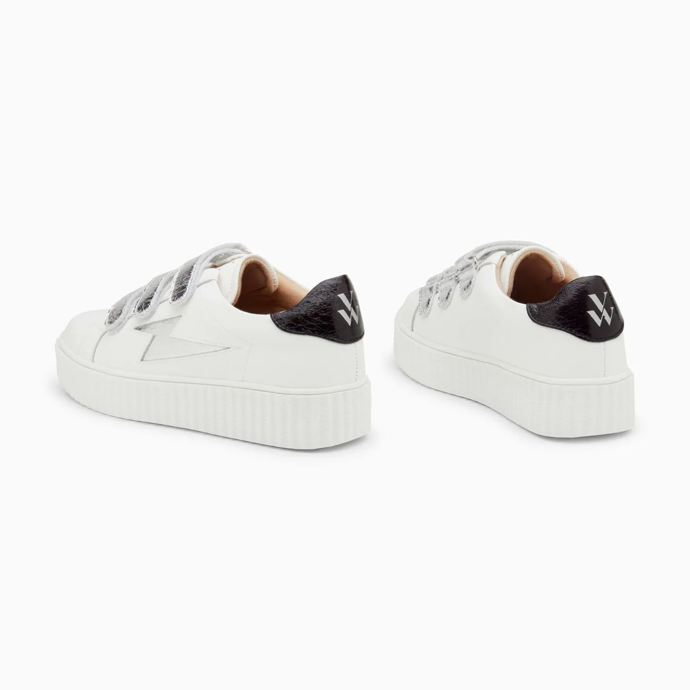 Vanessa Wu Baskets Eclair Jane Blanches En Cuir A Scratchs Argent Sale