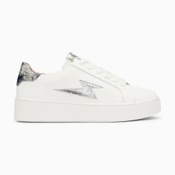 Vanessa Wu Baskets Eclair Joy Blanc Et Argent A Lacets Discount