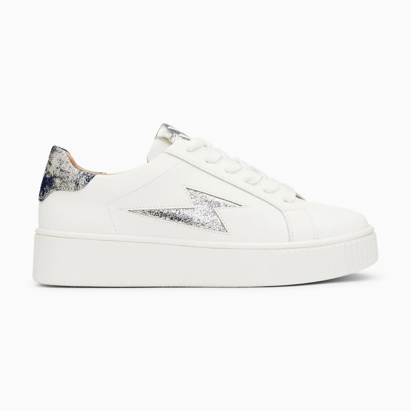 Vanessa Wu Baskets Eclair Joy Blanc Et Argent A Lacets Discount