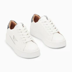 Vanessa Wu Baskets Eclair Joy Blanc Et Argent A Lacets Discount