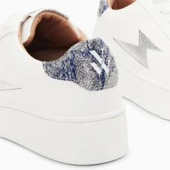 Vanessa Wu Baskets Eclair Joy Blanc Et Argent A Lacets Discount