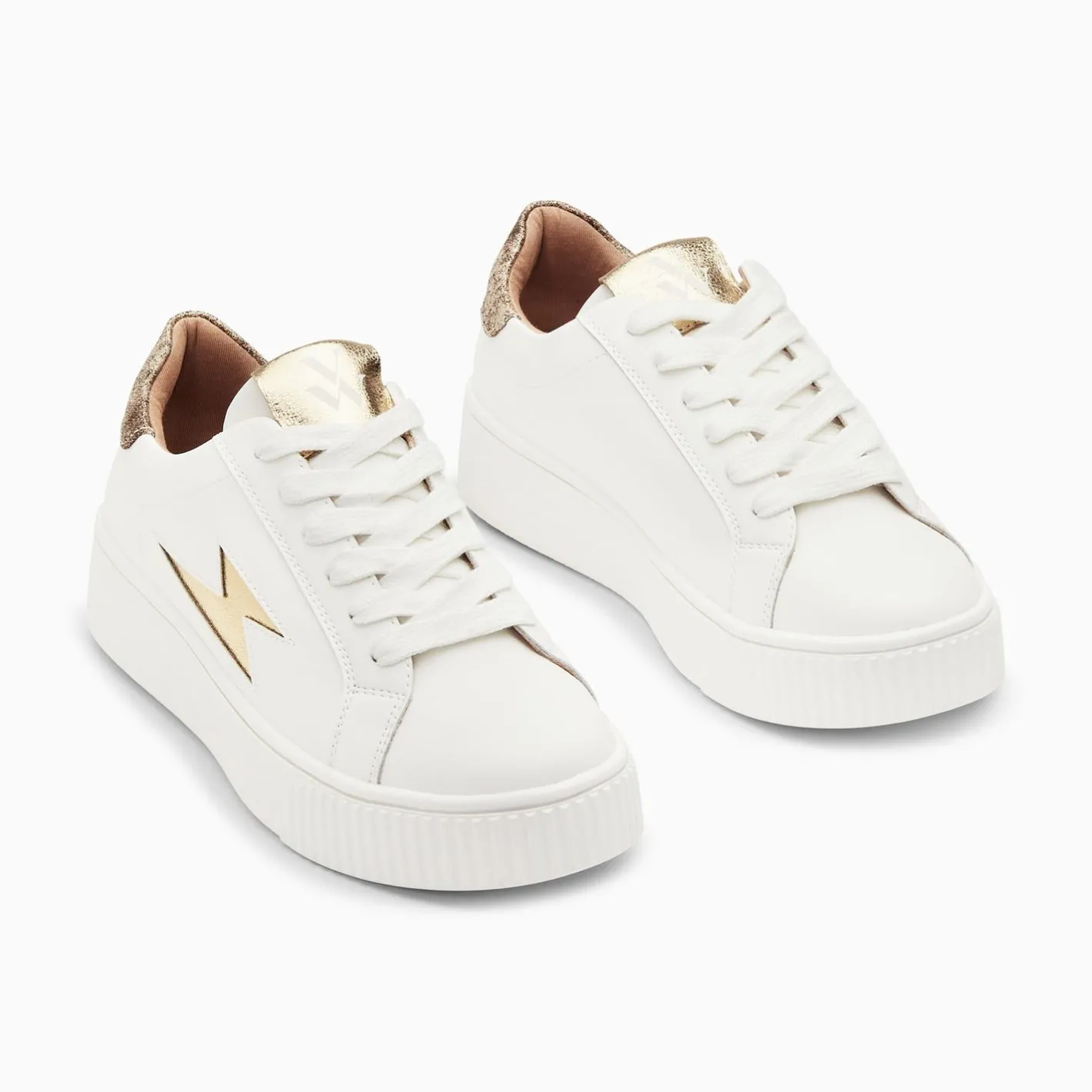 Vanessa Wu Baskets Eclair Joy Blanc Et Or A Lacets Sale