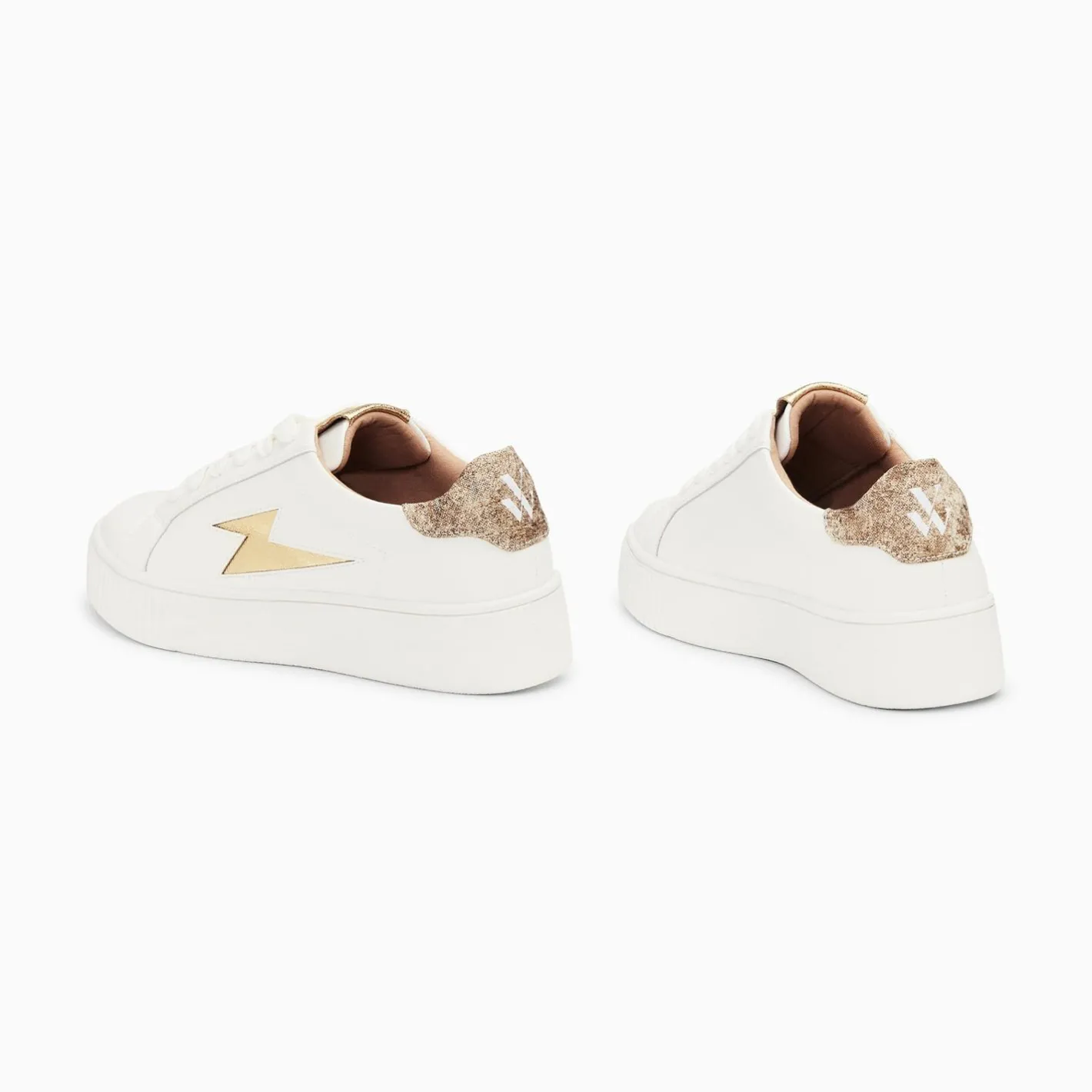 Vanessa Wu Baskets Eclair Joy Blanc Et Or A Lacets Sale