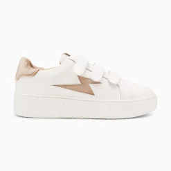 Vanessa Wu Baskets Eclair Kim Blanc Et Bronze Effet Velours A Scratchs Sale