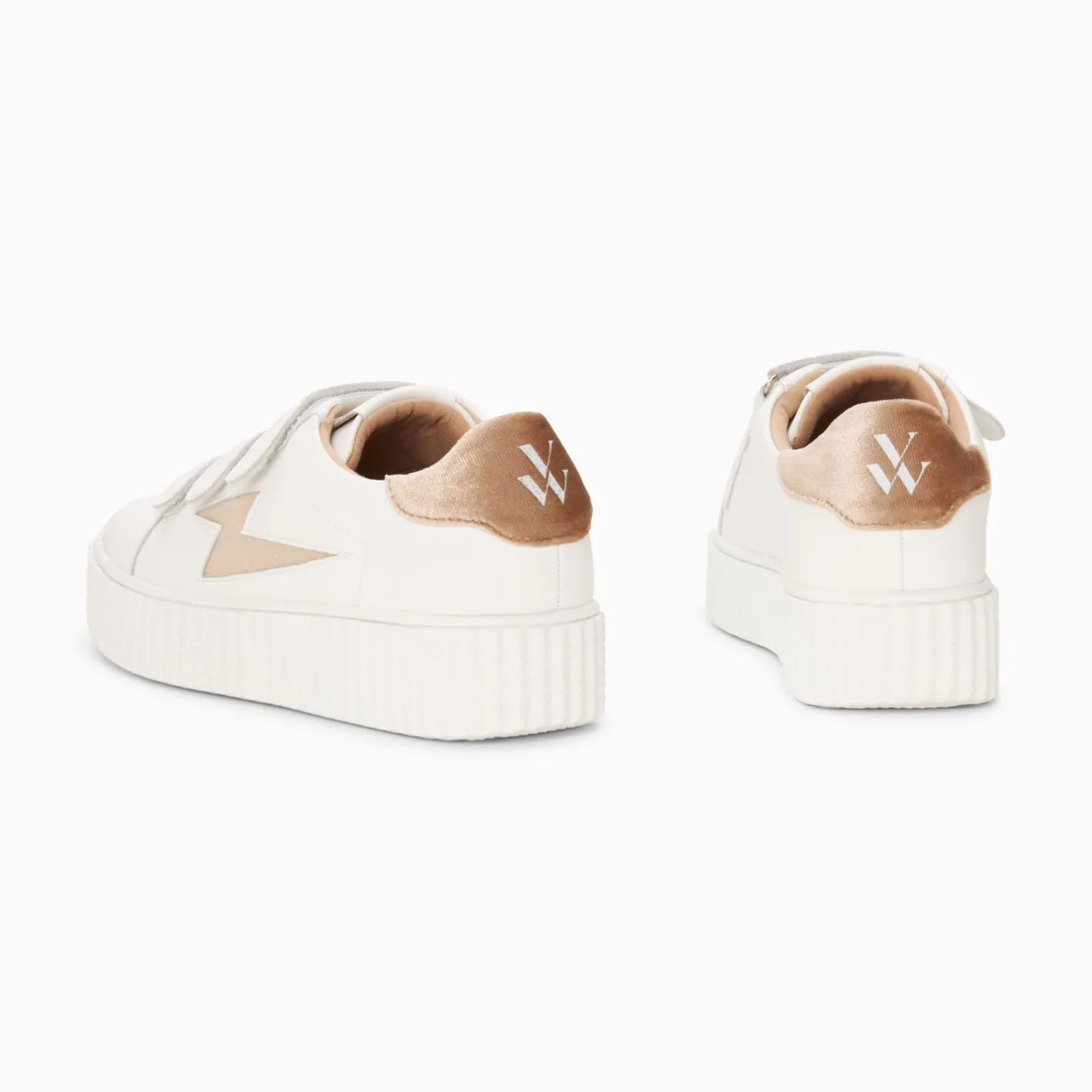 Vanessa Wu Baskets Eclair Kim Blanc Et Bronze Effet Velours A Scratchs Sale