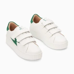 Vanessa Wu Baskets Eclair Kim Blanc Et Vert Fonce A Scratchs Discount