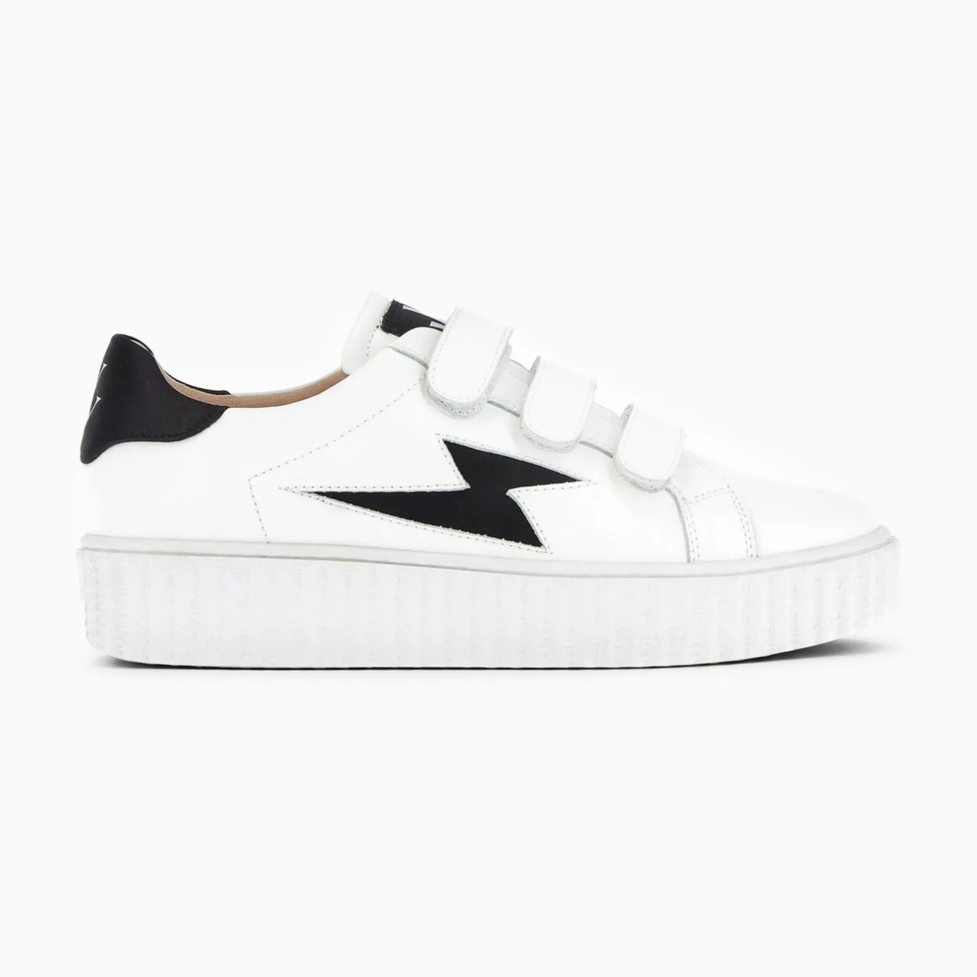 Vanessa Wu Baskets Eclair Larissa Blanc Et Noir Satin A Scratchs Outlet