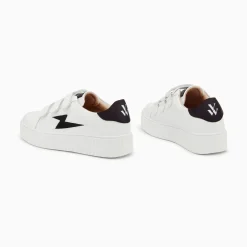 Vanessa Wu Baskets Eclair Larissa Blanc Et Noir Satin A Scratchs Outlet