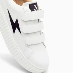 Vanessa Wu Baskets Eclair Larissa Blanc Et Noir Satin A Scratchs Outlet