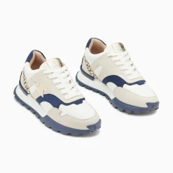 Vanessa Wu Baskets Eclair Liena Bleu Et Or A Semelle Running Discount