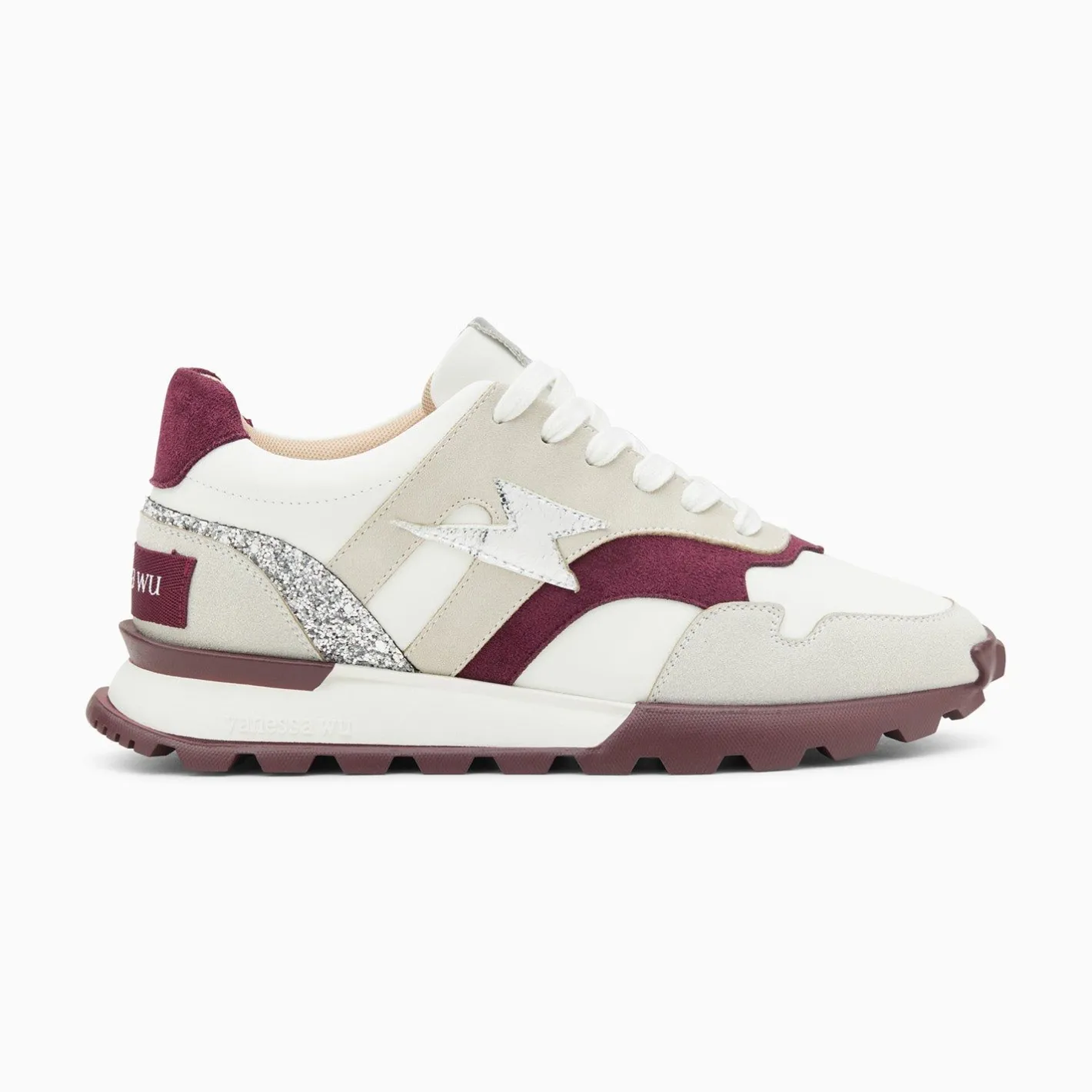 Vanessa Wu Baskets Eclair Liena Pourpre Et Argent A Semelle Running Clearance