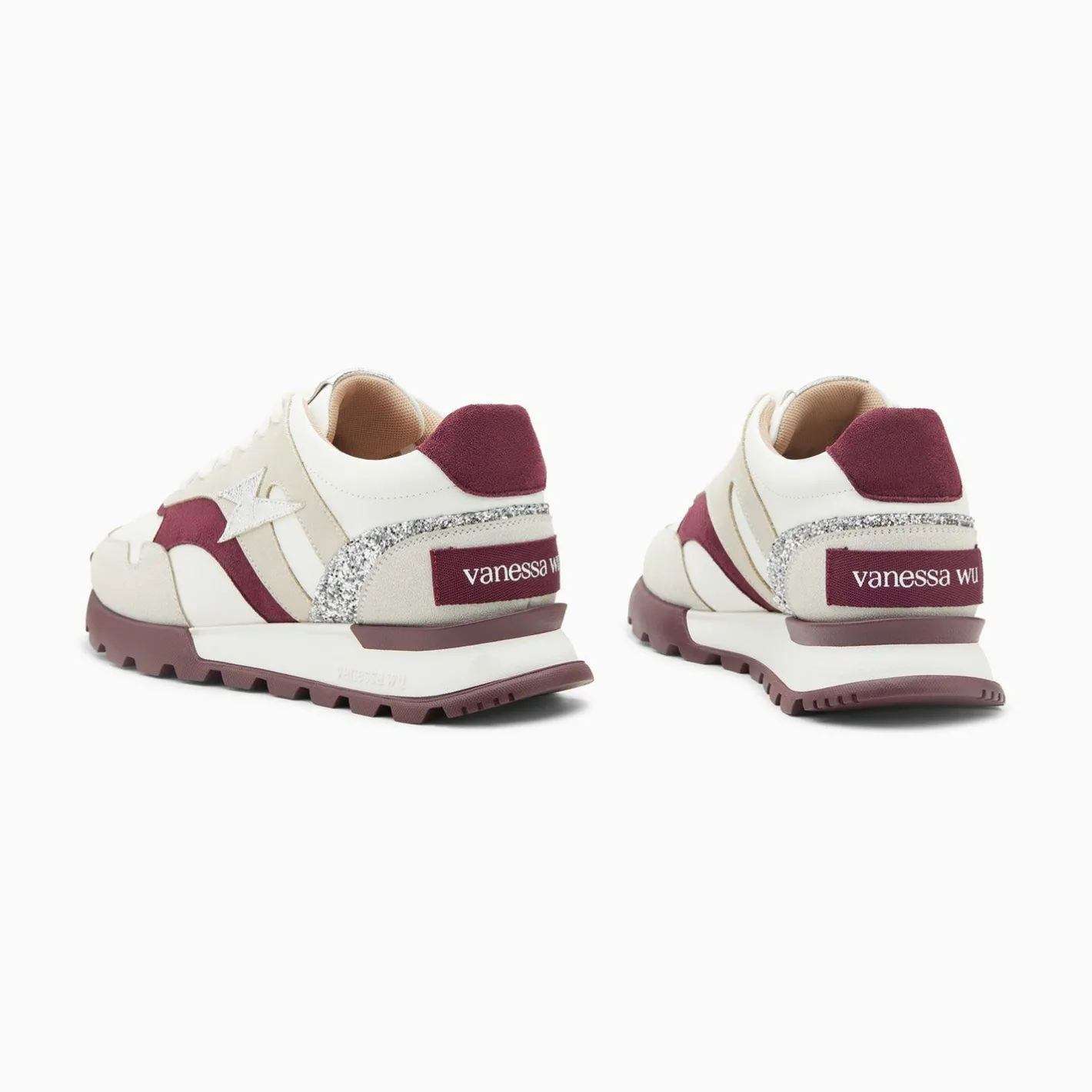 Vanessa Wu Baskets Eclair Liena Pourpre Et Argent A Semelle Running Clearance