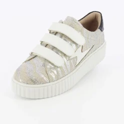 Vanessa Wu Baskets Eclair Lindsey Effet Toile De Jute Beige Et Argent Online