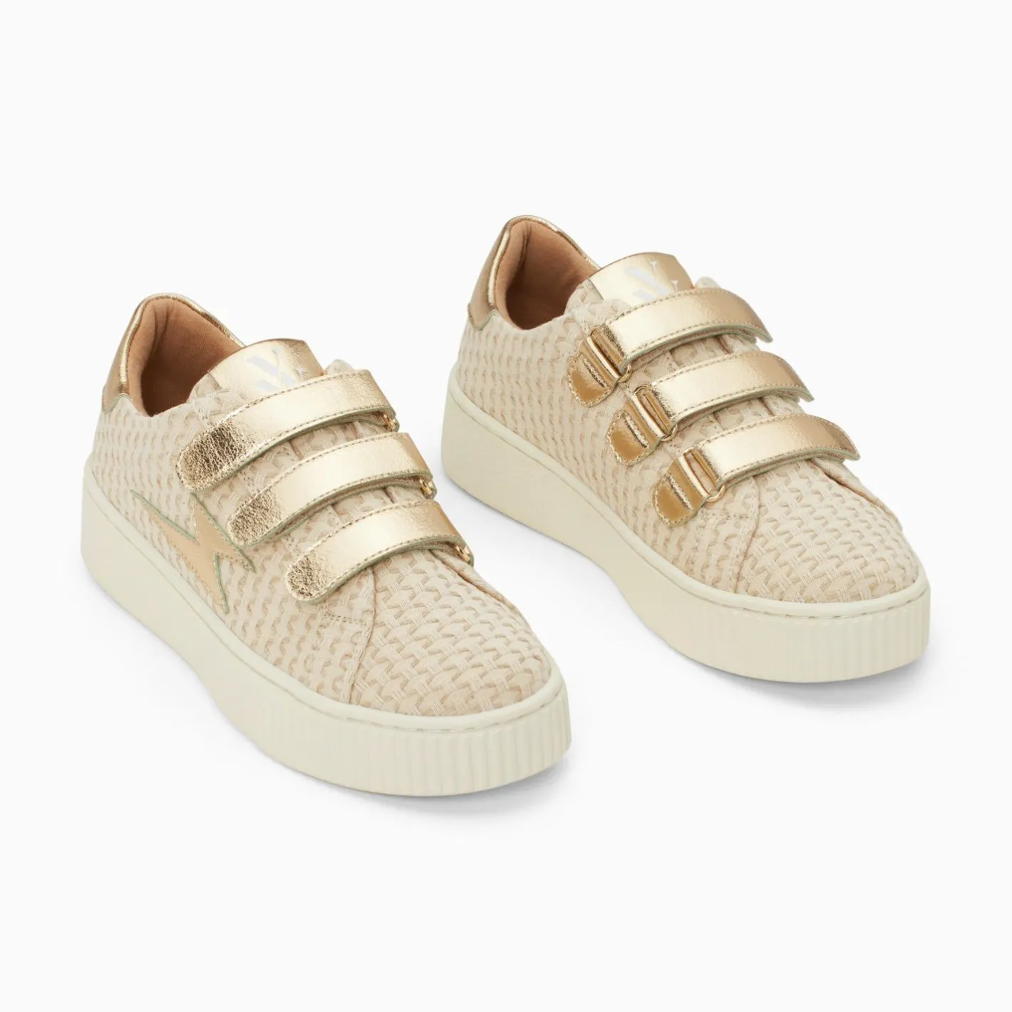 Vanessa Wu Baskets Eclair Louise Beige Et Or A Scratchs Outlet