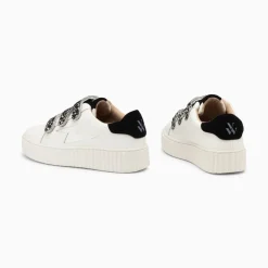 Vanessa Wu Baskets Eclair Lyanna Blanc Et Argent A Scratchs Leopard Noirs Best