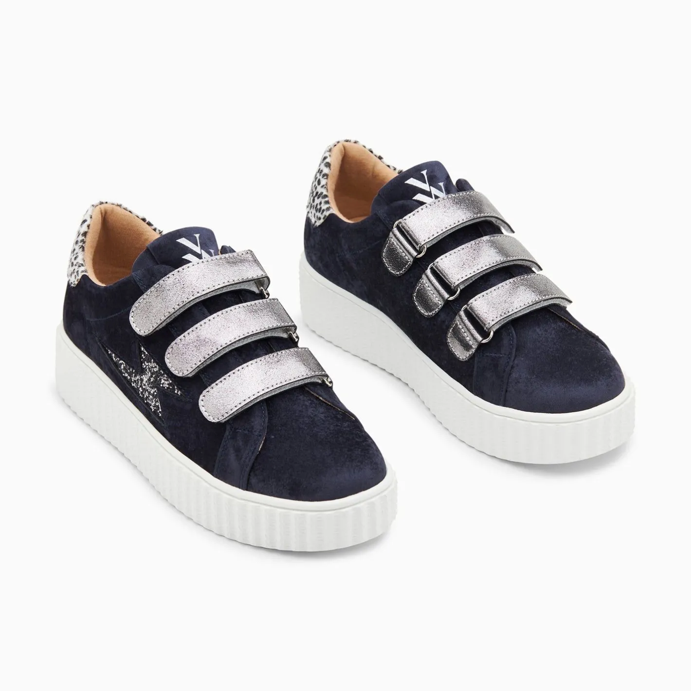 Vanessa Wu Baskets Eclair Maelle Bleu Et Anthracite A Scratchs New