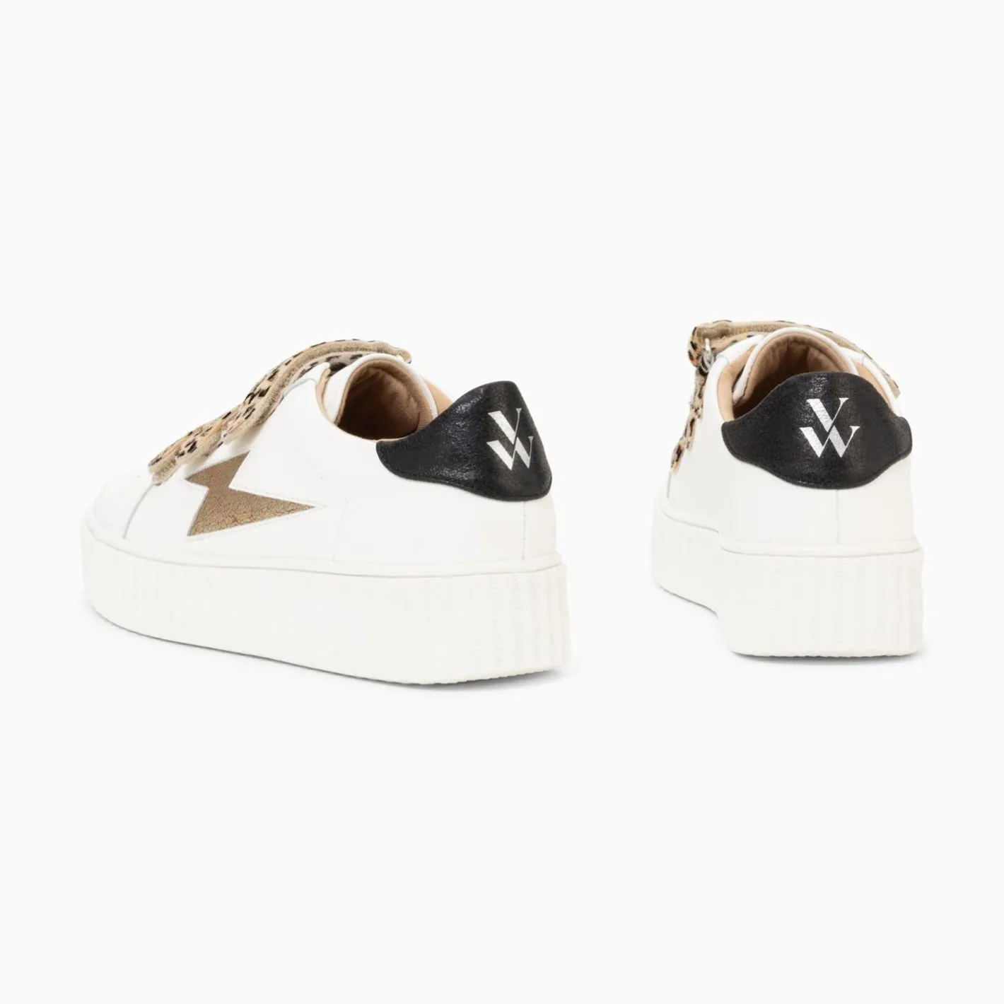 Vanessa Wu Baskets Eclair Maggie Blanc Et Or A Scratchs Leopard Online
