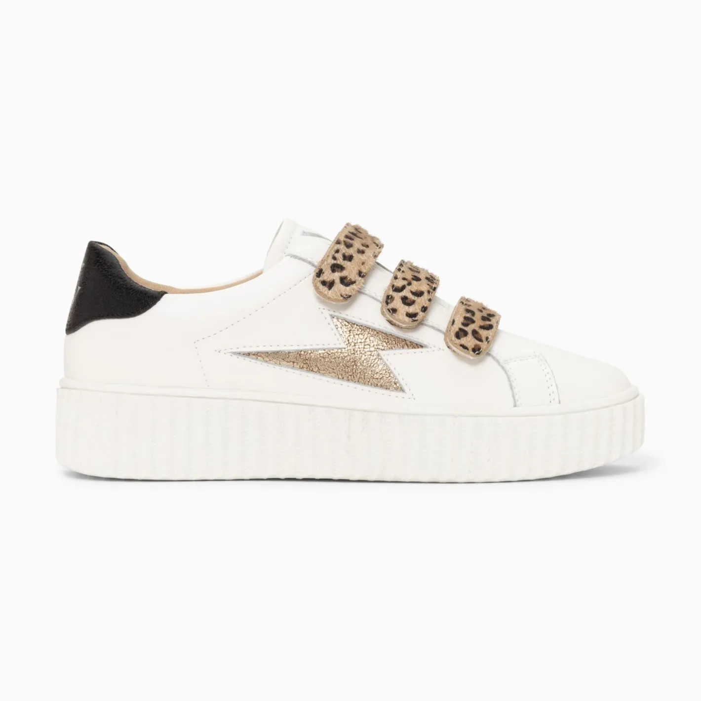 Vanessa Wu Baskets Eclair Maggie-Jane Blanc Et Or En Cuir A Scratchs Leopard Sale