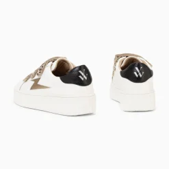 Vanessa Wu Baskets Eclair Maggie-Jane Blanc Et Or En Cuir A Scratchs Leopard Sale