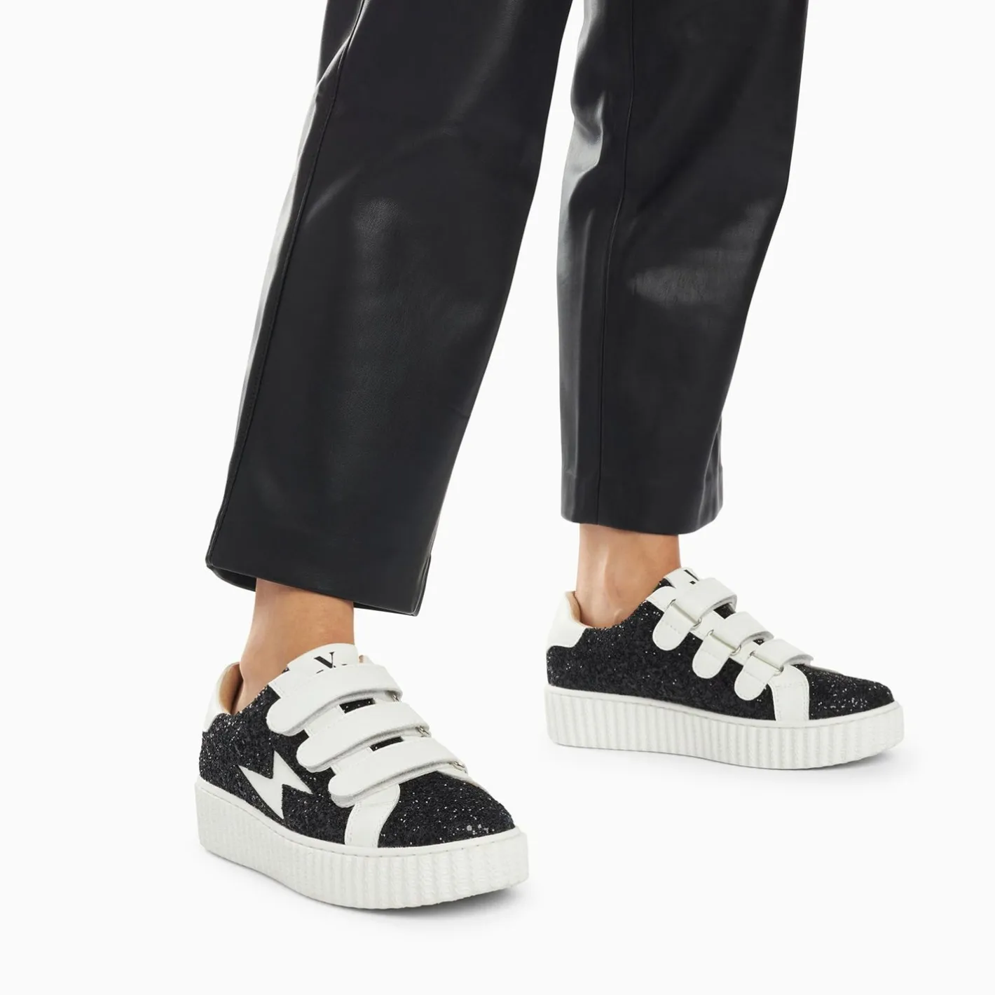 Vanessa Wu Baskets Eclair Marielle A Paillettes Noires New