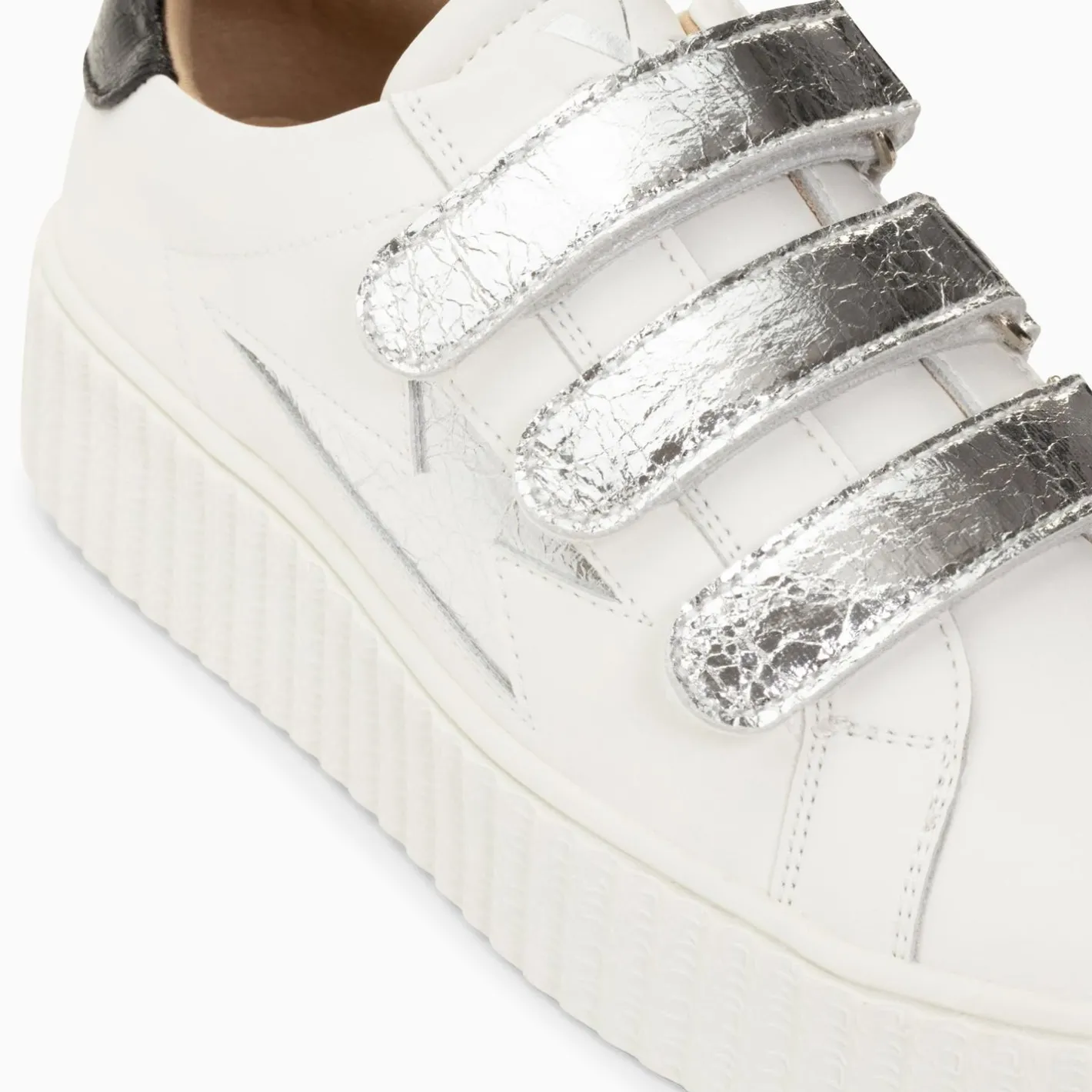Vanessa Wu Baskets Eclair Marilou Blanc Et Argent A Scratchs Clearance