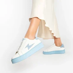 Vanessa Wu Baskets Eclair Melany Blanches A Semelle Bleue