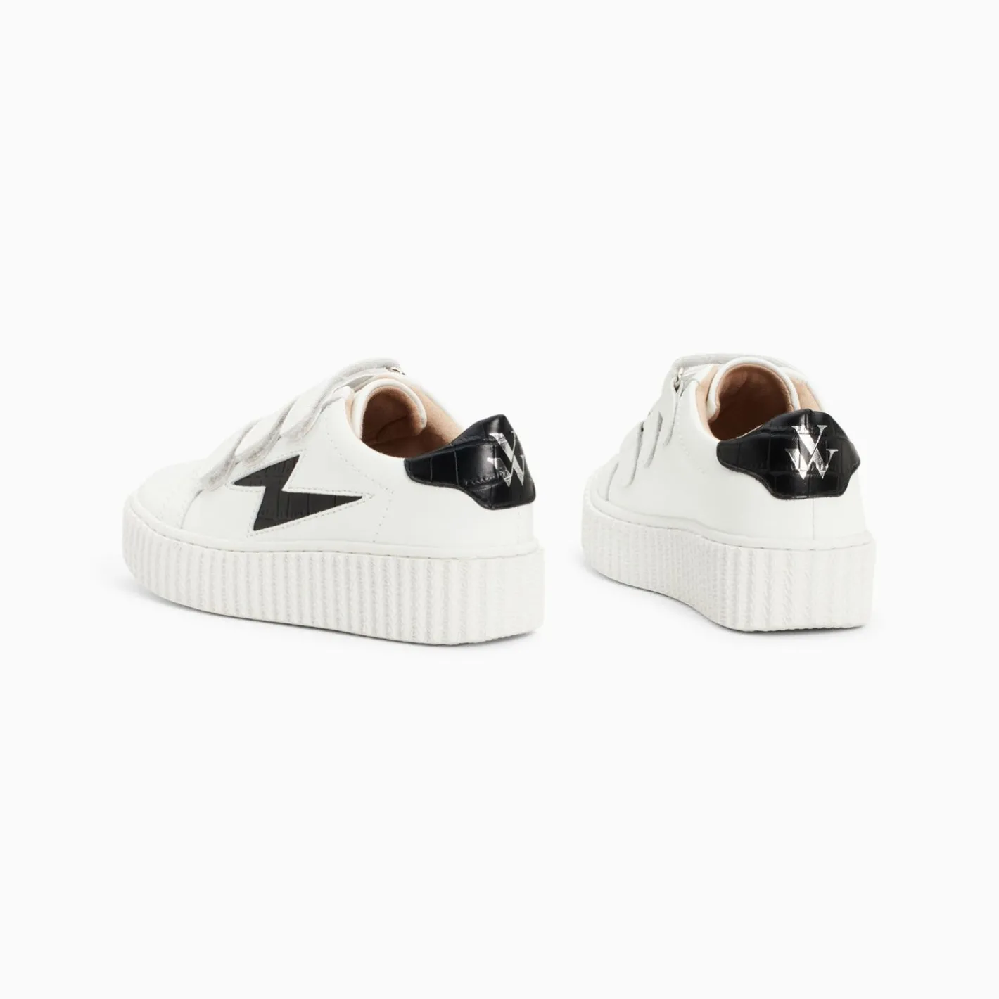 Vanessa Wu Baskets Eclair Mini Elsa Blanc Et Noir Croco A Scratchs Sale