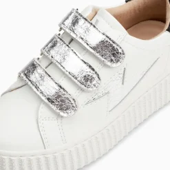 Vanessa Wu Baskets Eclair Mini Marilou Blanc Et Argent A Scratchs Discount